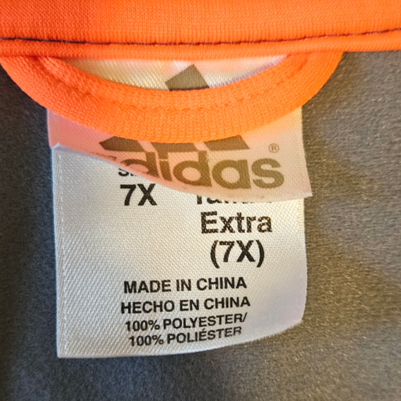 Adidas Boy's Zip Sweatshirt Navy Orange Size 7 / 7X - Picture 5 of 7